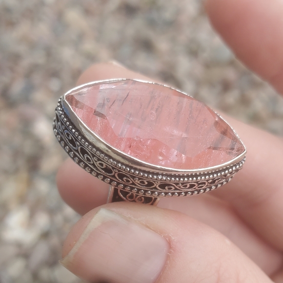 New Watermelon Quartz Crystal 925 Silver Ring. - Picture 16 of 16